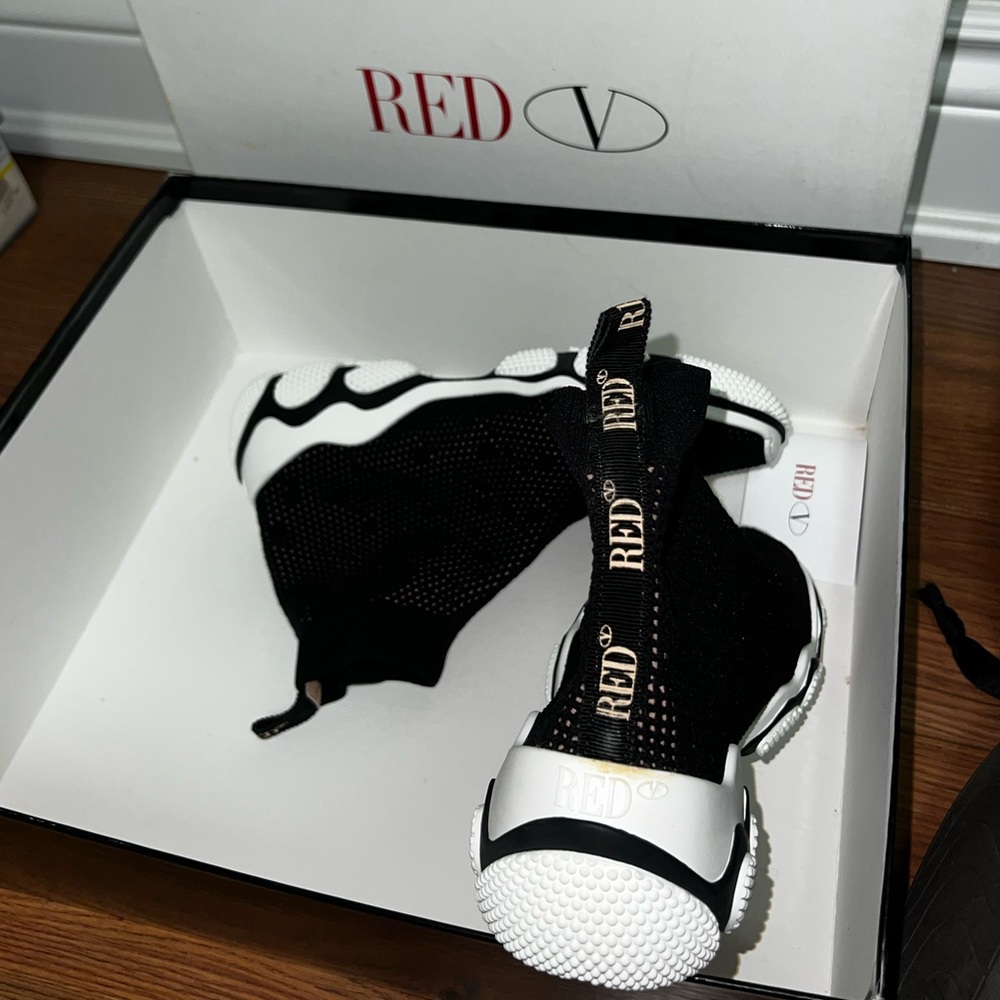 Red VALENTINO Women's Black and White logo Sneakers